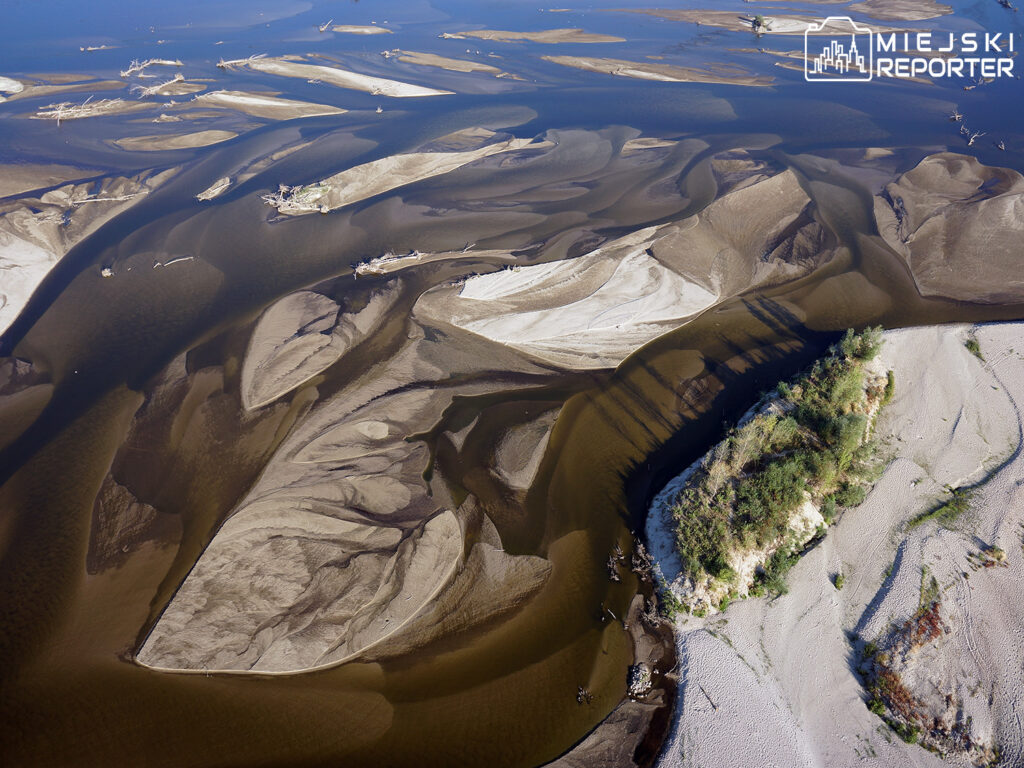 a aerial view of a river