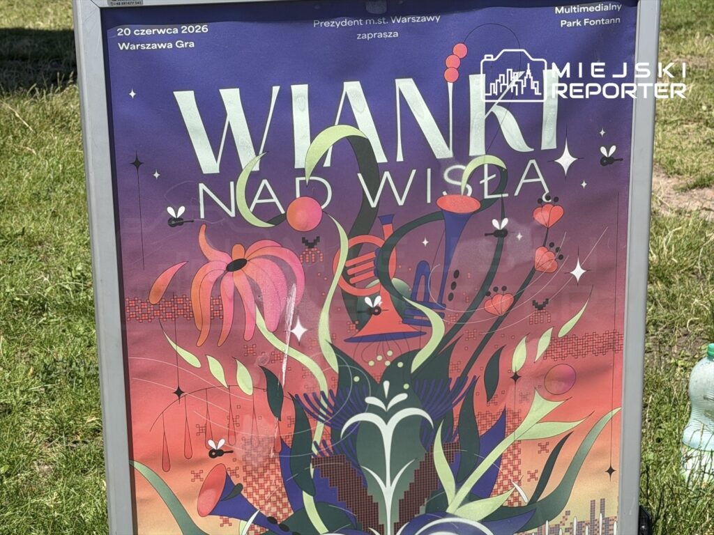 Plakat promujący wydarzenie "Wianki nad Wisłą" z datą 20 czerwca 2026, z kolorową grafiką w tle.
